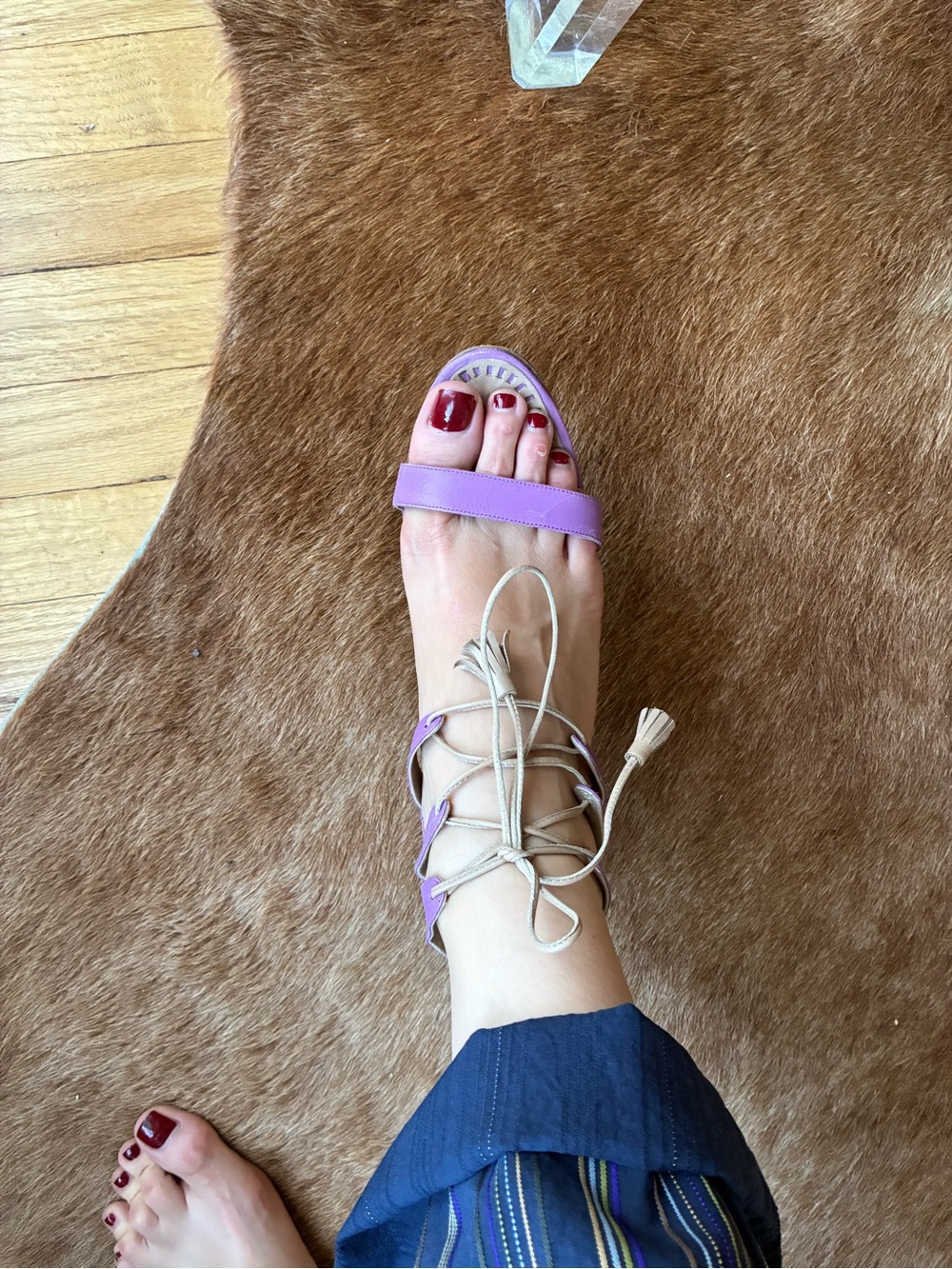 Manolo Blahnik Purple leather Lace-Up Stiletto Heels US 7.5 - Picture 7 of 7